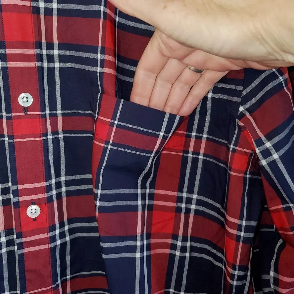 J. Crew Thomas Mason Archive Red Blue Plaid Slim Fit Button Down Shirt XL